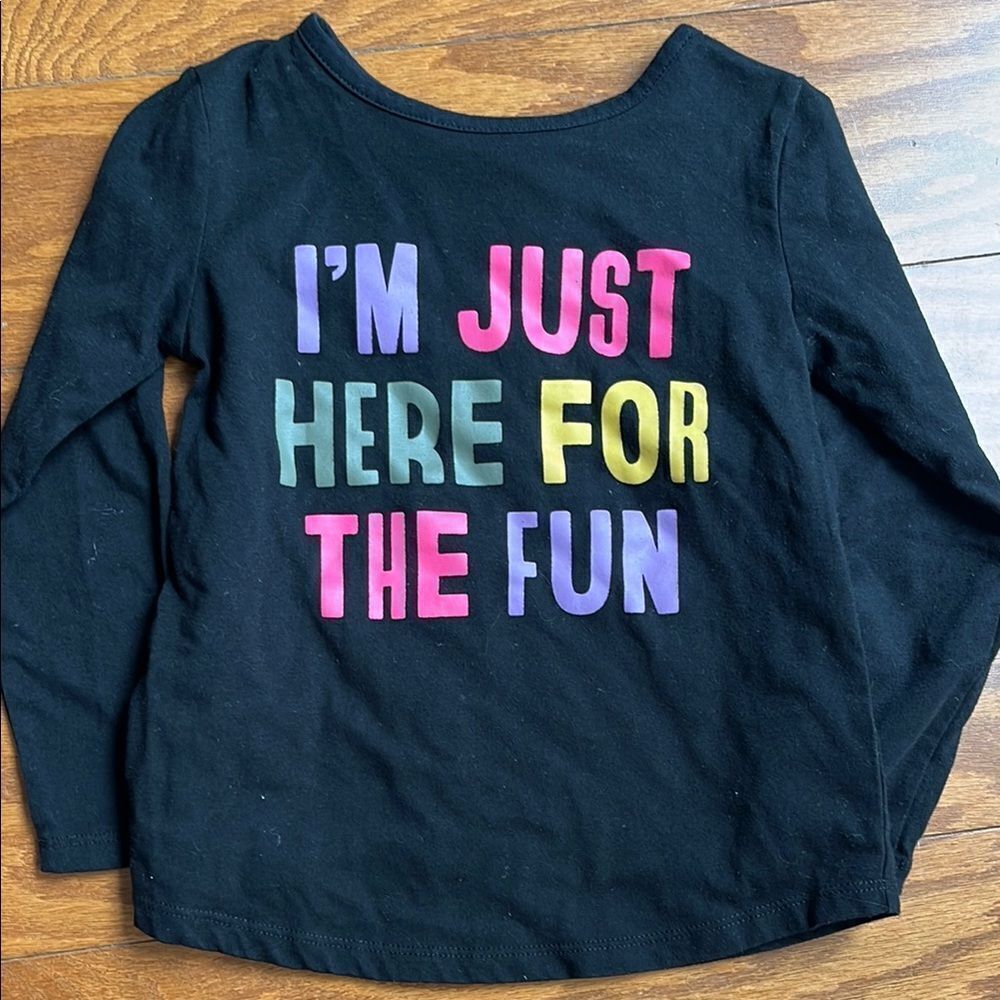 Kids Black Long Sleeve Shirt with Colorful Print